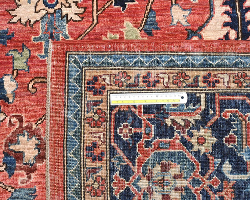 9x12 Rust Blue Aryana Afghan Hand Knotted Veg Dye Wool Area Rug